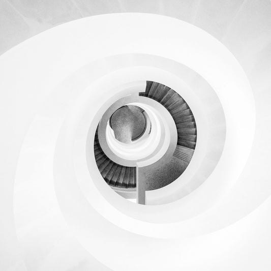 Luma Tower, Arles. Staircase. Minimal black and white photography. Abstract, fine art photographs + wall art. By Eric Schneider Photography  Edit alt text