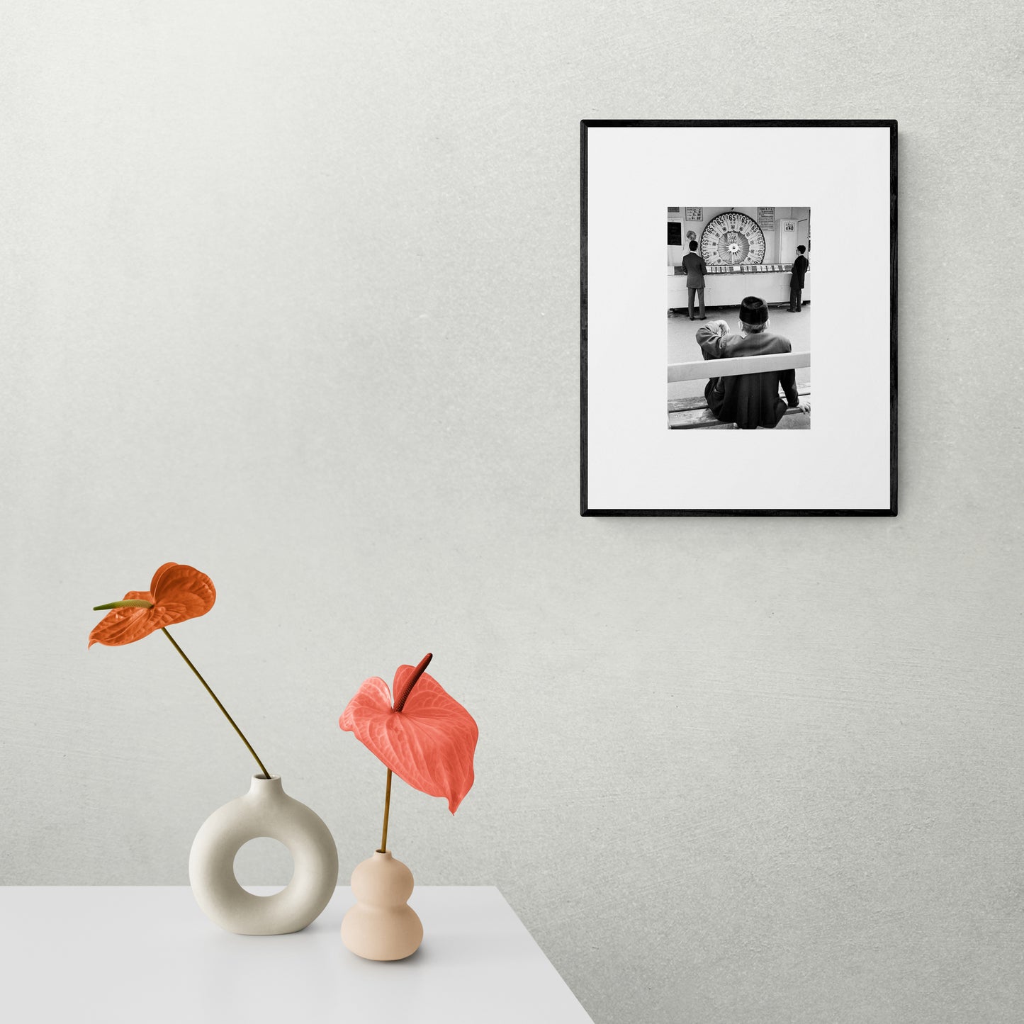 Vintage Street black and white film photography Paris Wheel Lottery Game c1970