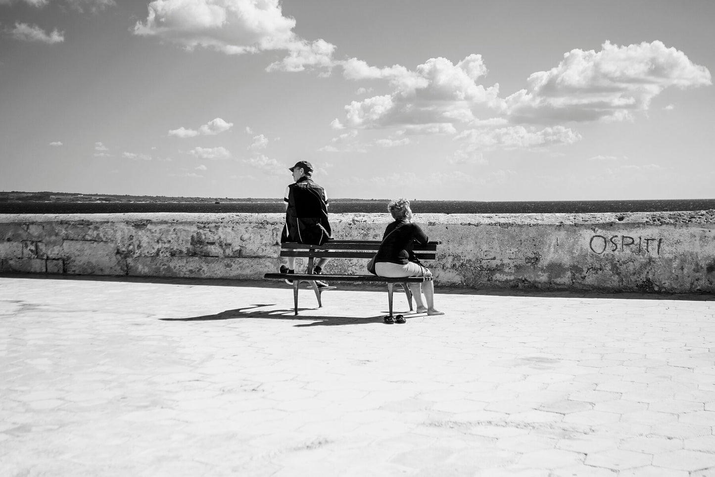 Black and white street photograph. Puglia, Italy.
