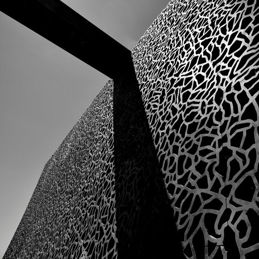 MUCEM, MARSEILLES. FRANCE by Rudy Ricciotti. Black and white architectural photography by © Eric Schneider Photography.