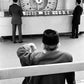 Vintage Street black and white film photography Paris Wheel Lottery Game c1970